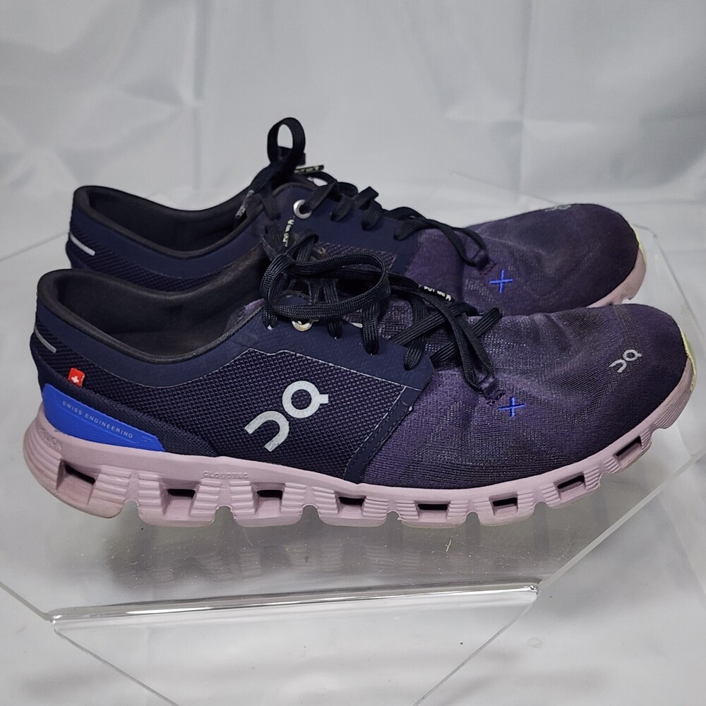 On Running Cloud X3 Midnight Heron Women 10.5 Blue Mesh Sneakers Smell